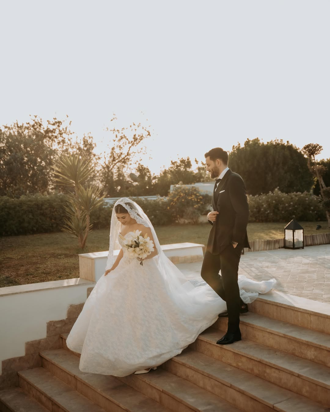 Bride running